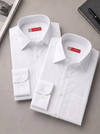 Cambridge Men's Oxford Formal Shirt Combo – 2 Plain White Full Sleeves Cotton Blend Shirts