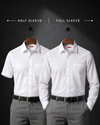 Cambridge Men's Oxford Formal Shirt Combo – White Half Sleeves & White Full Sleeves Cotton Blend