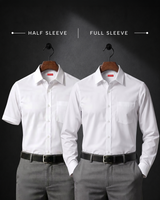 Cambridge Men's Oxford Formal Shirt Combo – White Half Sleeves & White Full Sleeves Cotton Blend
